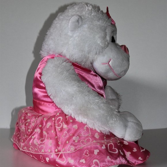 Large Gorilla Plush in Pink Dress and Bows - Picture 7 of 16